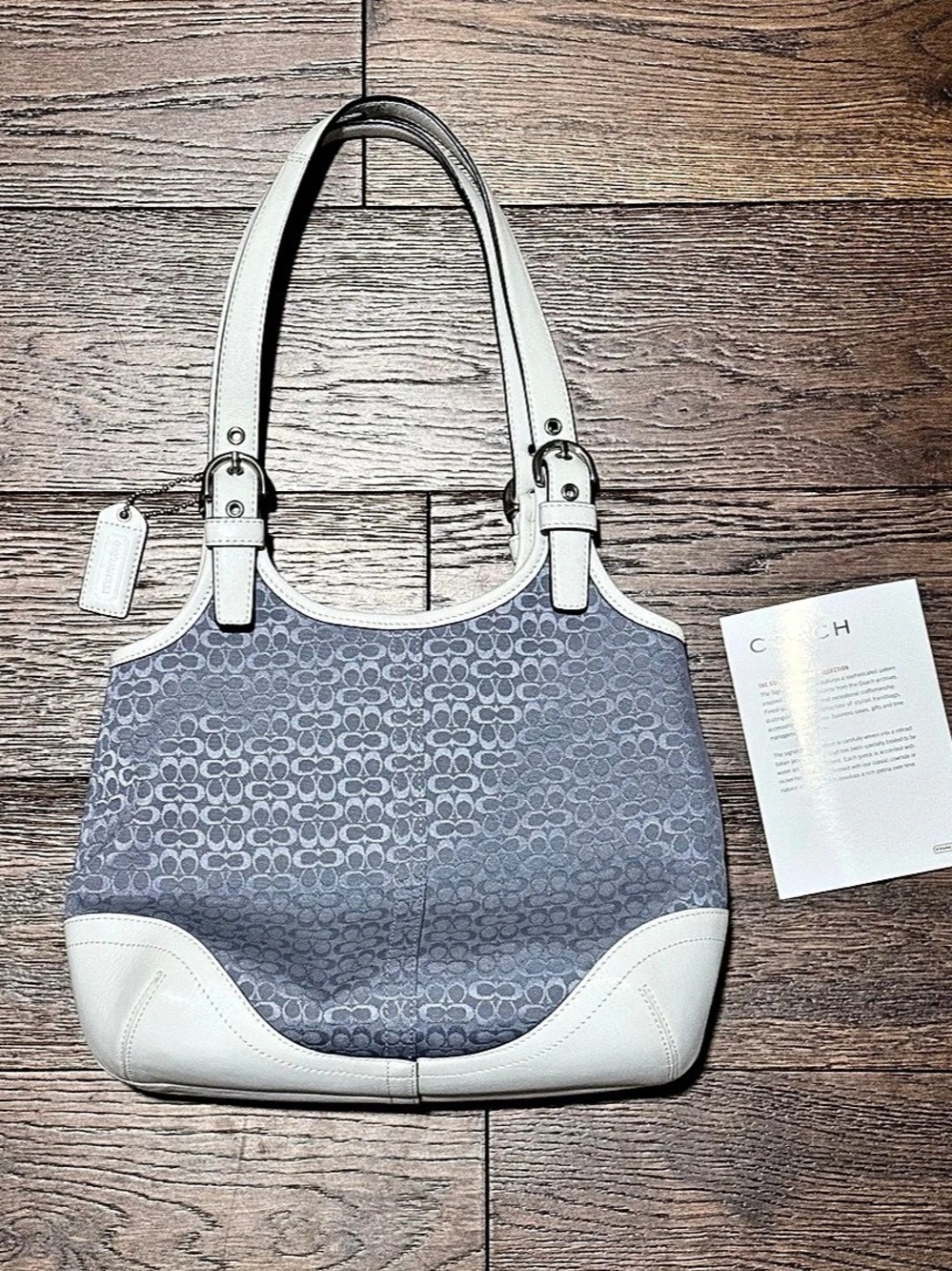 Coach Soho Signature Buckle Shoulder Bag Blue & White